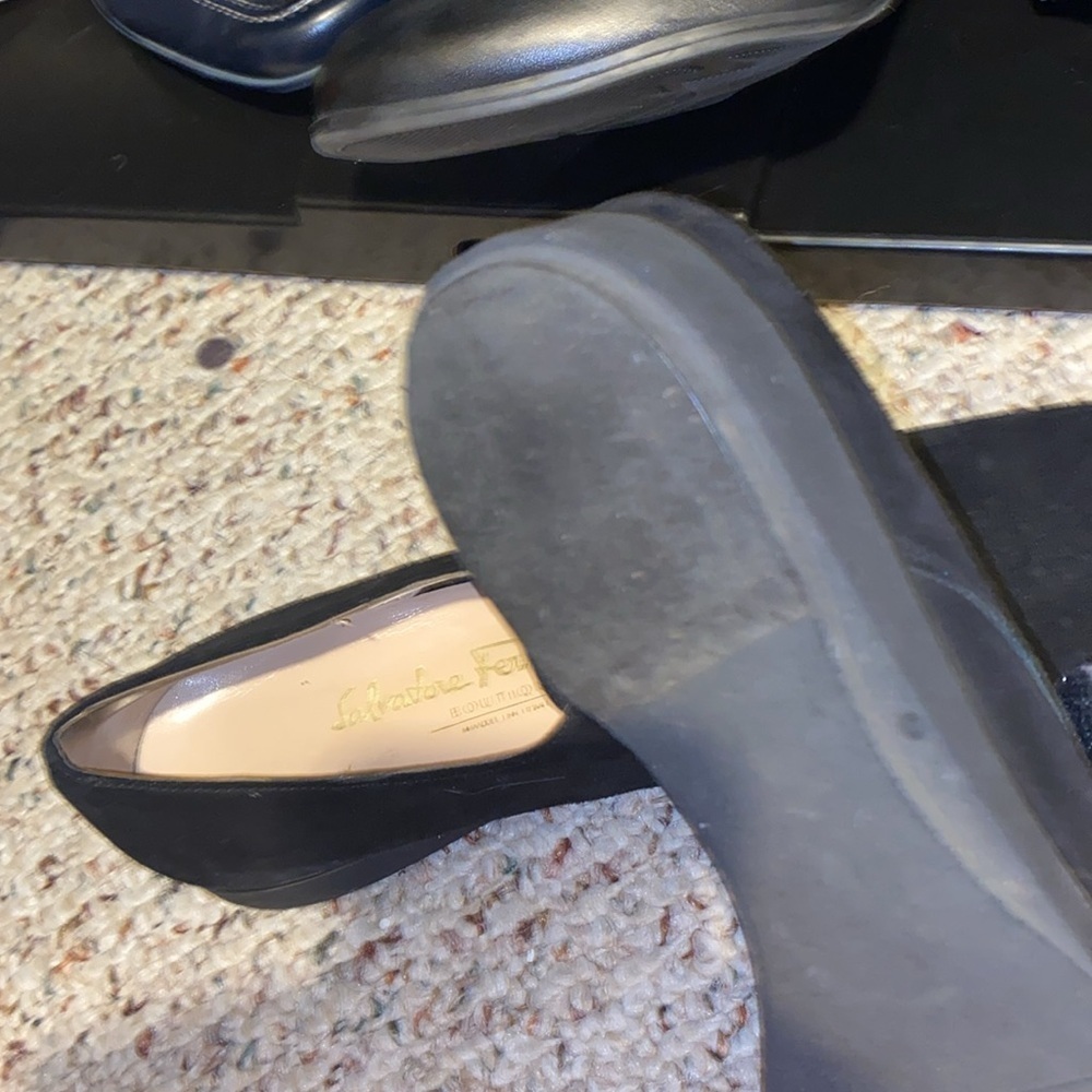 Salvatore  Ferragamo Black Suede Slip on Velcro closure  8.5AAA PERFECT - Picture 5 of 5